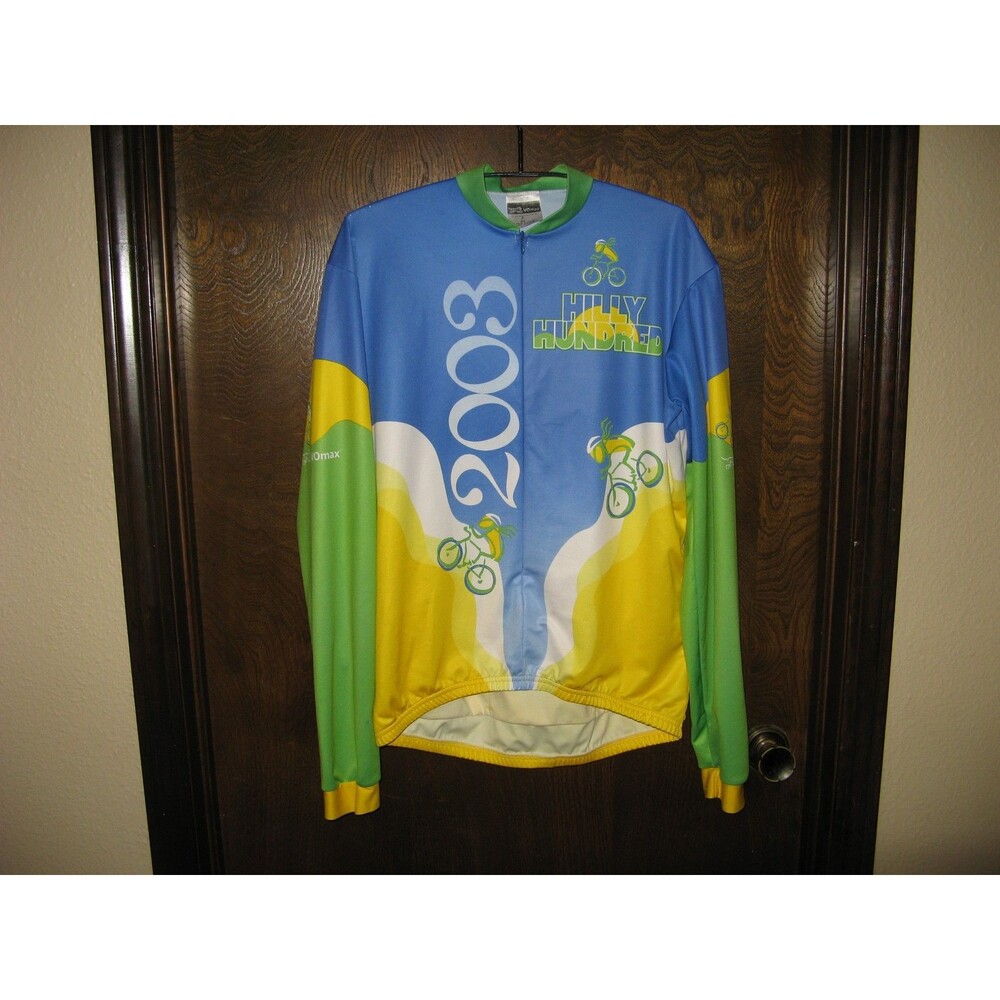 Vomax 2003 Hilly Hundred Cycling Bicycle Zip Front Jersey Mens L Riding USA